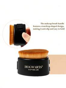 HARRY POTTER X SHEIN 1pc Logo Printed Gold Foil Blush Brush, Curved Bristles Won't Clump, Quick Application, Lightweight Makeup, Easy Storage, Dust-Proof, Portable - Black - View 4