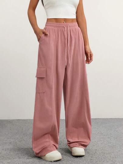 INAWLY Women Casual Solid Color Utility Pocket Pants Graduation,Back To School Outfits,Graduation,Teacher Outfits For Women,Back To School Fall Cloth For Women