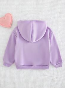 Cozy Pixies 女婴爱心3D图案套头卫衣，休闲百搭柔软针织女婴卫衣，紫色，秋冬季童装 - 淡紫色 - 查看 2