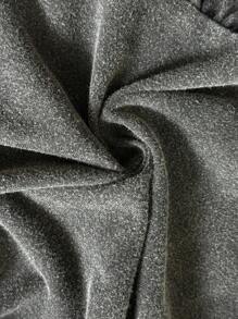 Elaquor 大码休闲简约纯色圆领荷叶边下摆T恤 - 灰色 - 查看 8