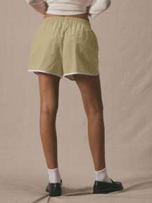 MUSERA Short de course ample à taille basse avec garniture contrastée, style estival, décontracté, à la mode années 2000 et 90, chic et élégant pour les vacances - Tabac - Voir 4