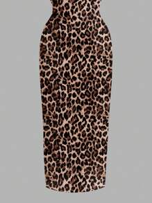 SHEIN EZwear Váy yếm họa tiết da báo tối giản giản dị, phù hợp cho mùa hè - Nhiều màu - Xem 5