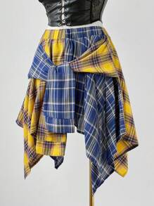 Sunspun 夏季短裤-休闲格子朋克格子