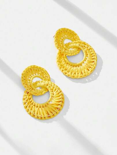 Maija 时尚手工拉菲草度假风格耳环