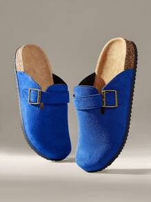 Solecia 女士时尚厚底方形扣装饰凉鞋 - 藍色 - 查看 6