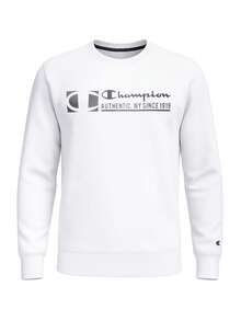 Champion Men's Letter Print Crew Neck Loose Fit Long Sleeve Casual Sweatshirt - White - View 4