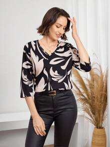 Miaspire Women's Casual Vacation Tops V-Neck Women's Shirts For Summer Vacations Two-Color Floral Print V-Neck Three-Quarter Sleeves Women's Casual Shirts,Country Outfits Women,Vintage Clothes Women Women's Teacher's Day Tops Casual Versatile Women's Shirts Print Tops For Women 3/4 Sleeve Tops For Women Business Casual Tops For Women Women V-Neck Tops Women Blouses Elegant Women S Top Business Casual Tops Woman V Neck Blouse Print Blouse