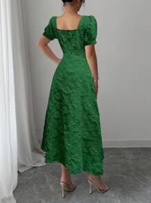 Rafferiza 女士花卉提花泡泡袖连衣裙