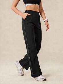 OutZeal Women Cool Touch Stretch Zipper Pocket Flared Black Sports Pants Daily Casual Fall Summer - Black - View 8