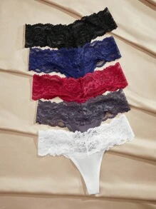 Charlaine Charlaine 5pack Floral Lace Thong, Sexy Lingerie