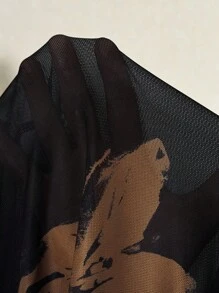 Elaquor Plus Size Women Hooded Tie-Dye Print Long Dress, Fashionable Casual Elegant Loose Dress, Soft Mesh Fabric With High Elasticity, Spring/Summer New,Fall Clothes For Women