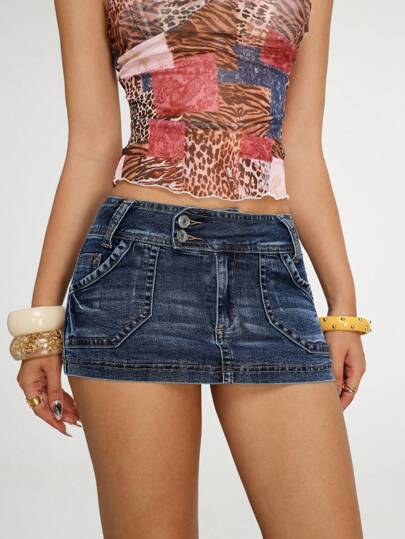 Jeanoix Minifalda vaquera ajustada y sexy para mujer en verano