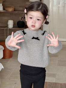 DAZY Pullover à col rond, manches longues pour bébé fille avec décoration de nœud