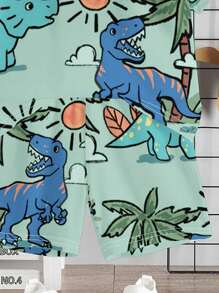 SHEIN 2pcs/Set Boys Casual Round Neck Short Sleeve T-Shirt And Shorts Set, Suitable For Summer - Multicolor - View 6