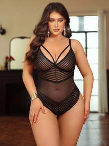 SHEIN 加大码无缝网眼性感紧身衣