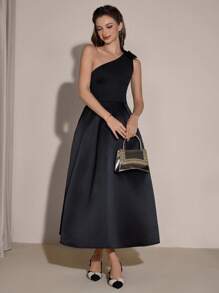 Poshira 优雅女士晚礼服（重工刺绣） - 黑色 - 查看 3