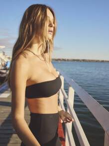 Aralina Leisurewear Rib Bandeau And Short Active Workout Two Pieces Set