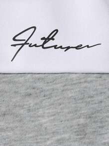 SHEIN 男童拉链字母印花卫衣，休闲时尚百搭，秋冬季返校必备单品 - 彩色 - 查看 4