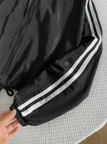 Comfortcana 夏季时尚拼布蝴蝶结拉链夹克外套 - 黑色 - 查看 6