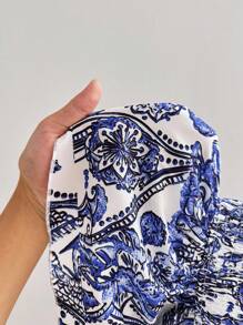 Sunspun Chân váy xếp nếp in họa tiết cỡ lớn, mùa hè - Nhiều màu - Xem 5