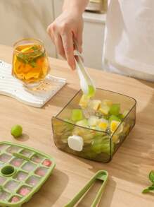 SHEIN 48格大冰桶家用多层制冰盒带抽屉式多用途制冰机手持按压式冰块模具 - 彩色 - 查看 2