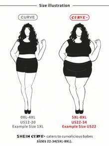 SHEIN CURVE+ Curve 大码/秋装/秋季女装/女冬装/冬装大码女式 V 领撞色条纹宽松休闲短袖 T 恤带口袋，适合夏季 - 彩色 - 查看 3