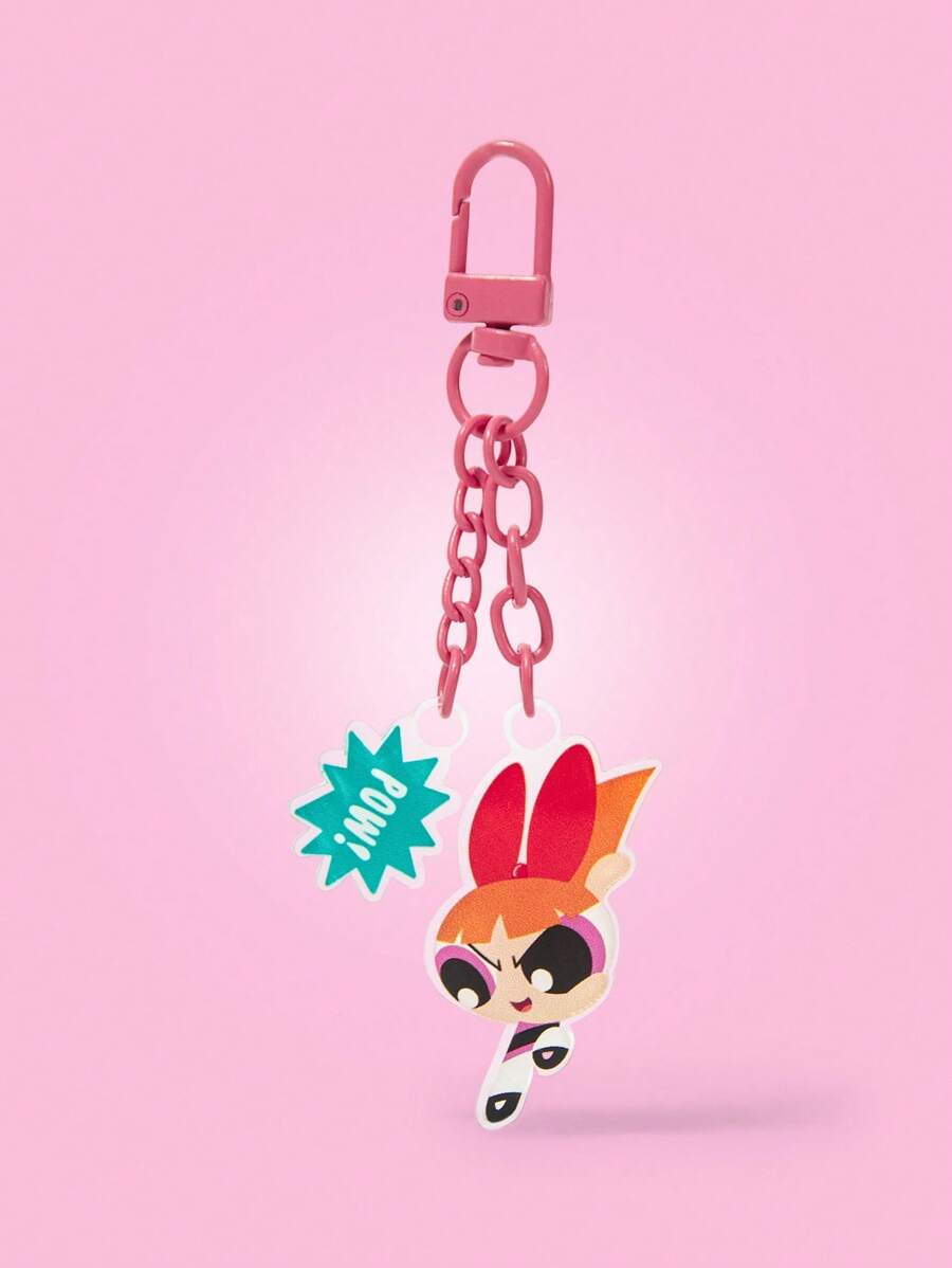 THE POWERPUFF GIRLS X SHEIN Móc khóa hình hoa dễ thương màu hồng - Nhiều màu - Xem 1