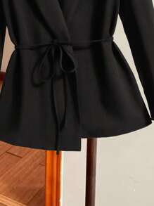 GlowEve Solid Color Shawl Neck Belted Elegant Women's Lightweight Blazer Fall Cloth For Women