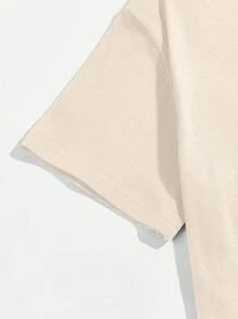 Manfinity Homme Áo thun nam cổ tròn tay ngắn in hình lá cờ Hoa Kỳ, đa năng cho mùa hè - Màu Khaki - Xem 4