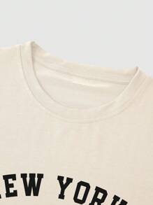 Manfinity Homme Áo thun nam cổ tròn tay ngắn in hình lá cờ Hoa Kỳ, đa năng cho mùa hè - Màu Khaki - Xem 5