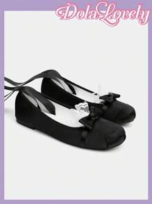 Dola Lovely 女士时尚黑色洛丽塔风格可爱平底鞋 - 黑色 - 查看 1
