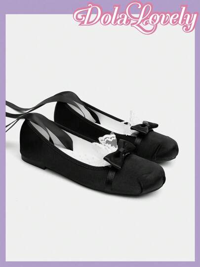 Dola Lovely 女士时尚黑色洛丽塔风格可爱平底鞋