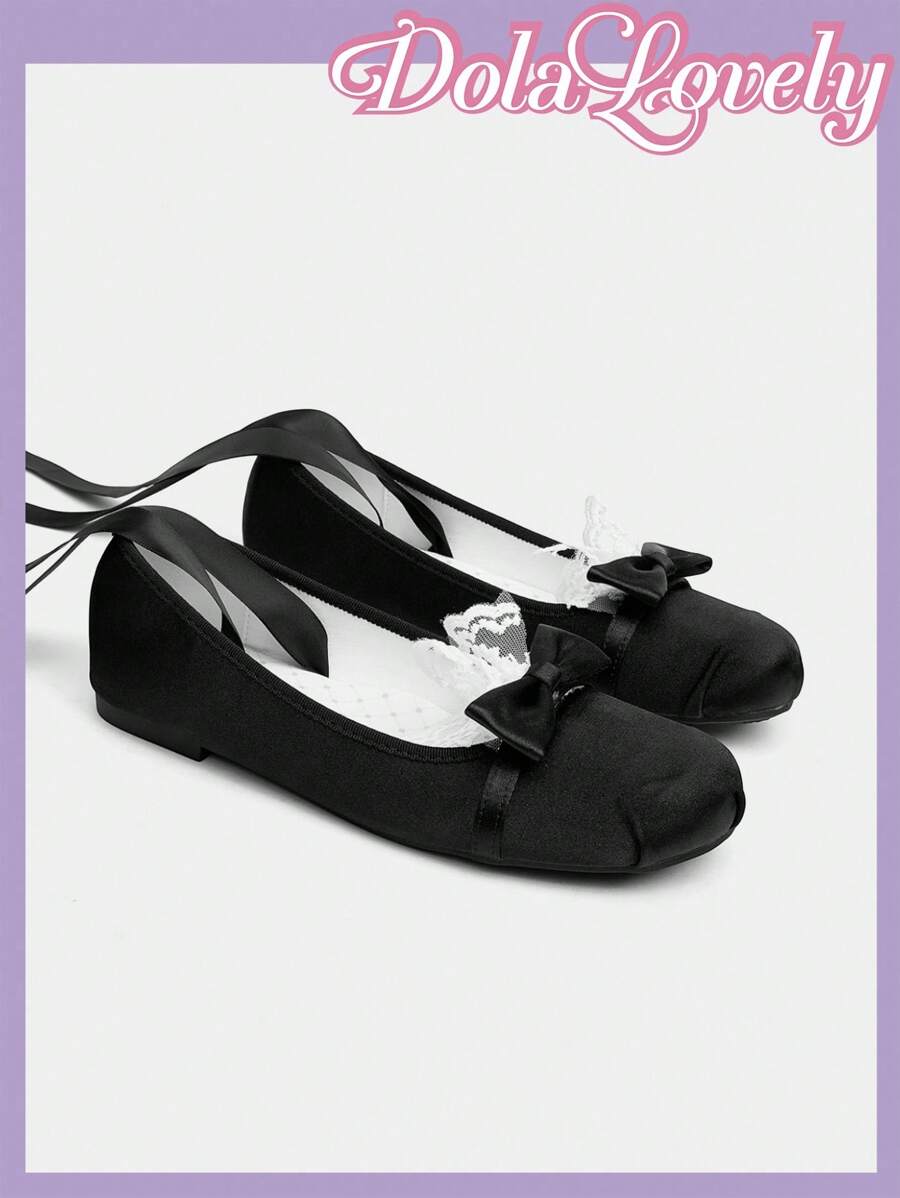 Dola Lovely 女士时尚黑色洛丽塔风格可爱平底鞋 - 黑色 - 查看 1