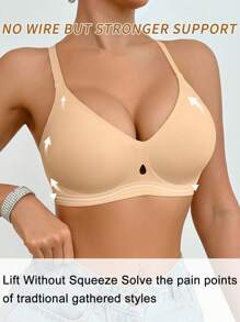 SHEIN 女士无缝果冻文胸，柔软支撑全覆盖无钢圈不可拆卸衬垫聚拢文胸（可机洗） - 杏色 - 查看 4