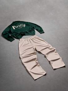 Aesthetic Post 男士字母印花运动衫和裤子两件套，男士两件套运动裤，男士慢跑套装，休闲两件套男士，秋季服装 - 彩色 - 查看 4