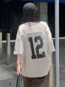 DAZY 女士缎面丝滑 V 领宽松插肩袖 T 恤 - 銀色 - 查看 3