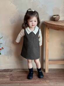 DAZY 女童韩版休闲圆领中长连衣裙，秋冬款