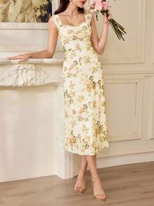Vintamour 复古优雅女装 花卉印花 休闲节日 鱼尾裙 女式夏季服装 女式夏季连衣裙 舞会礼服 毕业礼服 夏季服装 婚礼宾客礼服 女士度假服装 女士婚纱 度假服装 女士毕业礼服 优雅复活节礼服 女士优雅花卉连衣裙 节日服装 乡村音乐会服装 婴儿洗礼礼服 巡航服装 女士早午餐服装 母亲节礼服 - 黃色 - 查看 6