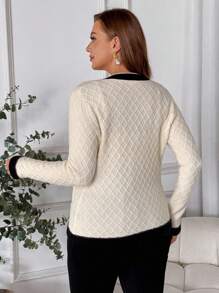 SHEIN Clasi 大码女式拼色针织开衫