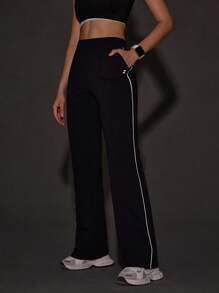 OutZeal Women Cool Touch Stretch Zipper Pocket Flared Black Sports Pants Daily Casual Fall Summer - Black - View 10