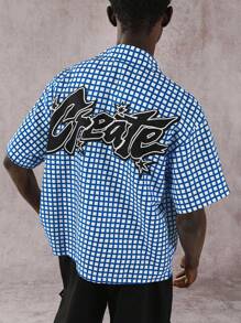 PAVTROS Manfinity Streetrush Men's Summer Letter & Plaid Print Zipper Front Casual Shirt - Multicolor - View 2