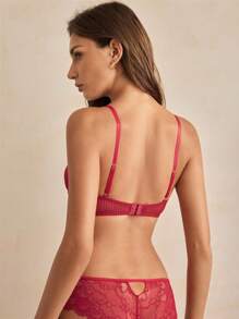 Charlaine 女士蕾丝蝴蝶结细节蝴蝶结性感胸罩内衣