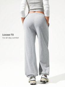 GLOWMODE Everyday Terry Sweat-Wicking Soft Breathable Loose Fit Adjustable Drawstring Waist Jogger Sweatpants With Side Pockets Dancing Spring - Light Grey - View 2