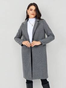 Miaspire Abrigo largo de lana gris para mujer, ropa de mujer para otoño, chaqueta de mujer, blazer de lana, ropa de abrigo para mujer, abrigo gris oscuro, ropa de oficina para mujer, ropa casual de viaje para mujer, serie gris gris - Gris - Ver 7