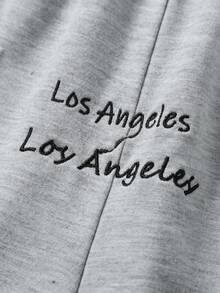 Manfinity EMRG Men's Loose Street Style Letter Embroidery Distressed Sweatpants Grey Baggy Sweatpants Ripped Sweatpants Sweatpants Patched Los Angeles Sweatpants Sweatpants With Holes Grey Sweatpants Los Angeles - Grey - View 8