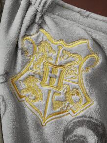 HARRY POTTER X SHEIN 1pc Graphic Print Embroidery Detail Bath Towl, Absorbent & Soft, Can Be Fixed On The Chest, Won't Slip Off - Grey - View 6