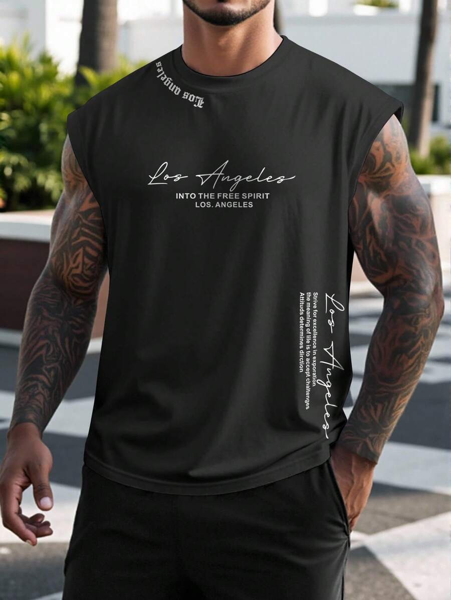 Manfinity LEGND 夏季男士休闲标语印花宽肩背心