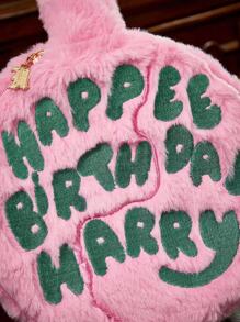 HARRY POTTER X SHEIN 1个字母刺绣蛋糕造型化妆包，超大容量，适合日常收纳和旅行，适合女士、学生、魔术、蛋糕、生日蛋糕 - 粉色 - 查看 4