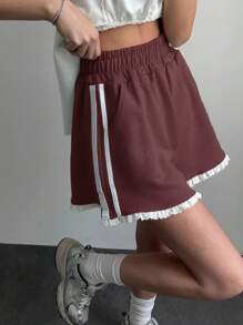 DAZY Women's Lace Trim Loose Shorts