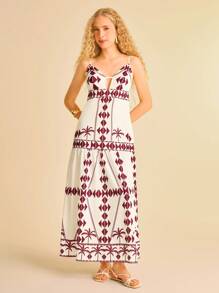 CAJUNI Vestido casual de playa con estampado tropical para mujer - Ropa bohemia para mujer / Ropa occidental para mujer / Gráfico / Mujer casual - Básico / Tops para salir de mujer / Ropa de mujer para otoño